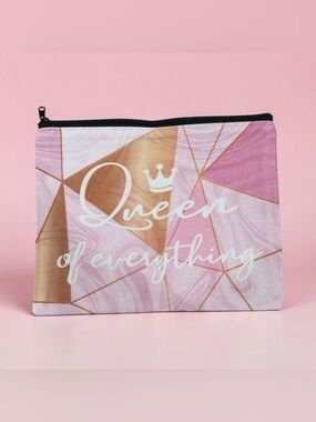 Pink "Queen of Everything" Cosmetic Pouch